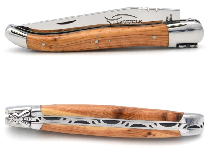 Laguiole mit GA, 12 cm Griff aus Wacholderholz,  Klassiche Biene Nr.2