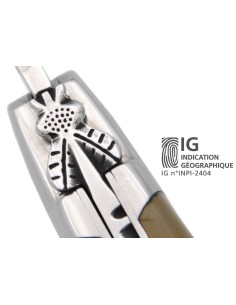 Couteau de Laguiole IG en pointe de corne claire, abeille classique n°1