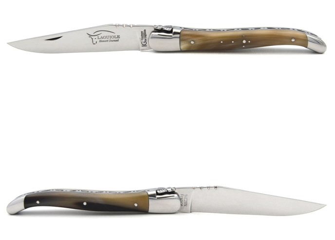 Laguiole Geographical Indication, 12 cm pale horn tip, classic bee n°1