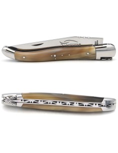 Couteau de Laguiole IG en pointe de corne claire, abeille classique n°1 2