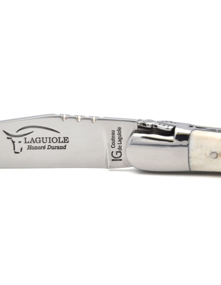 Laguiole GI, 12 cm deer antler with black spacer, classic bee n°1