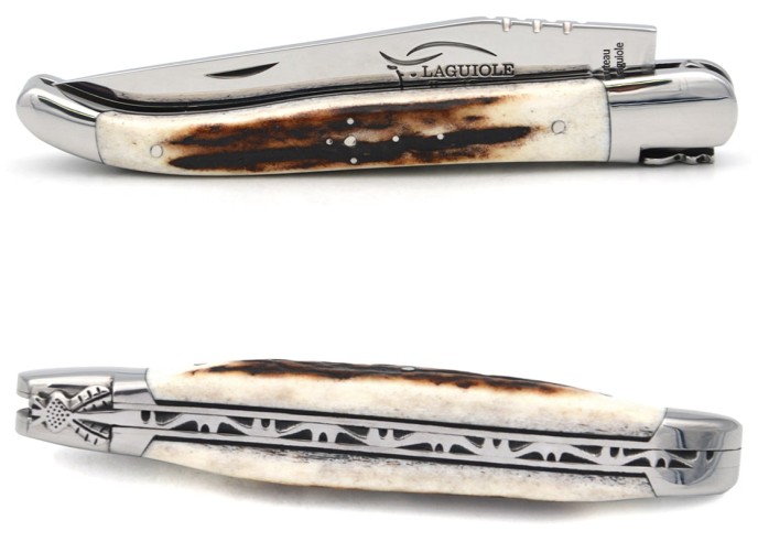 Laguiole aus Hirschhorn mit schwarze Fiber, Klassiche Biene Nr.1