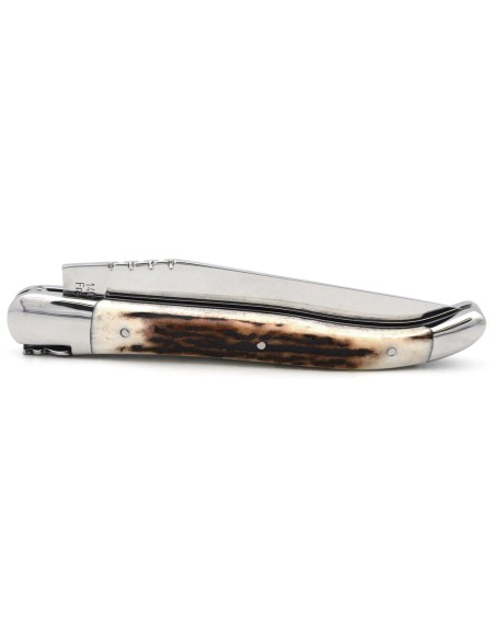 Laguiole GI, 12 cm deer antler with black spacer, classic bee n°1