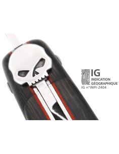 Laguiole mit G.A., 12 cm Kohlefaser & rot Vulkanfiber, Totenkopf Nr. 1