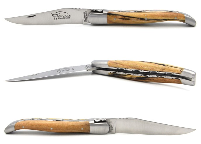 12 cm Aubrac beech handle, chiseled double plates, smooth spring