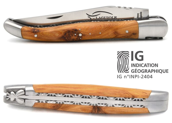 12 cm aus Wacholderholz, Doppelplatinen ziseliert, Glatte Feder