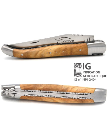 12 cm aus Olivenholz, Doppelplatinen ziseliert, Glatte Feder