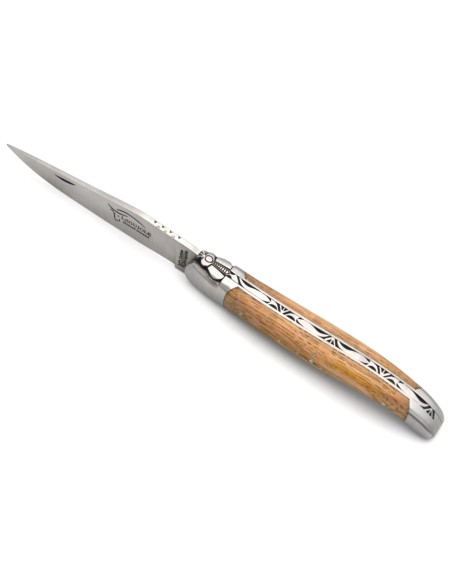 Laguiole with Geographical Indication label, 12 cm barrel oak handle