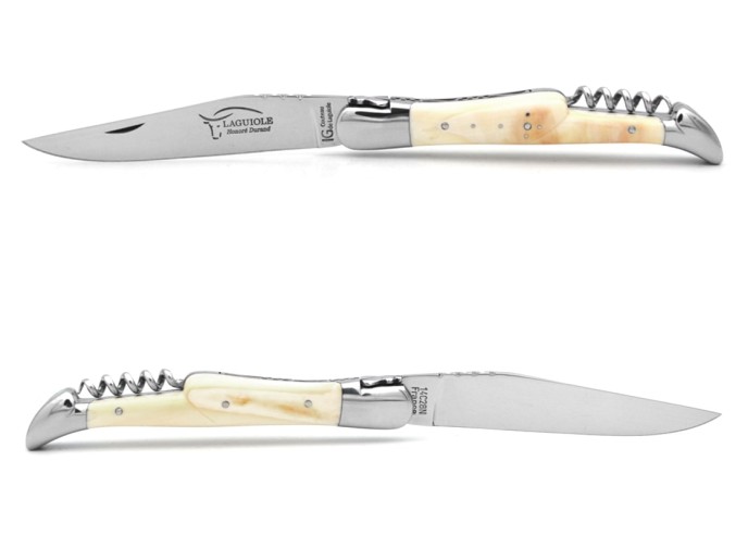 Laguiole knife GI label, 12 cm warthog handle with corkscrew