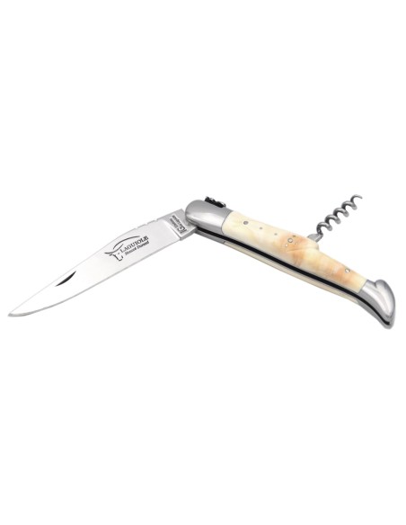 Laguiole knife GI label, 12 cm warthog handle with corkscrew
