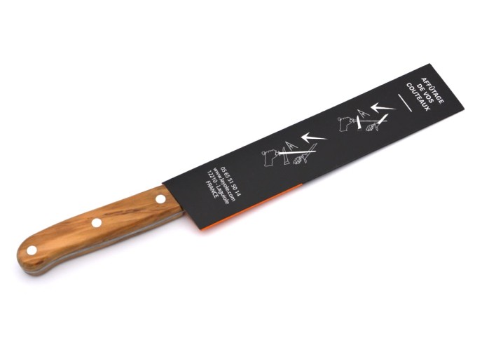 Half-chef knife, made in Laguiole, olive wood handle and a matt finish