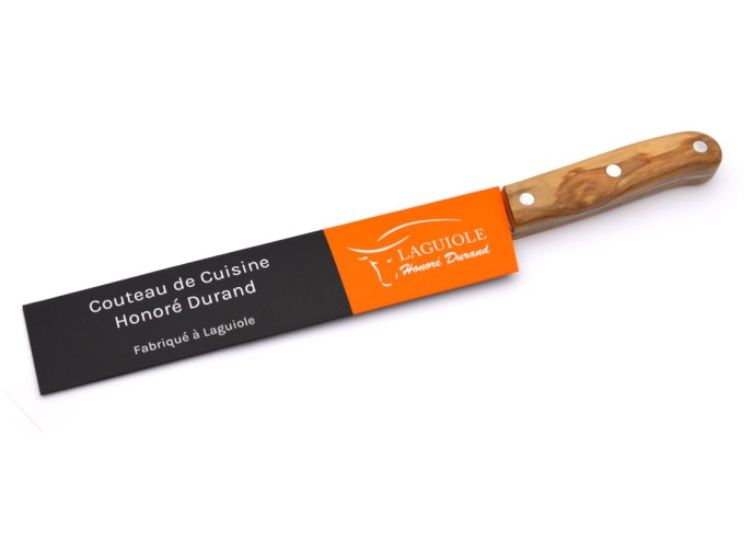 Half-chef knife, made in Laguiole, olive wood handle and a matt finish
