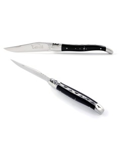 Laguiole-Taschenmesser, 12 cm, geschmiedete Biene, schwarzer Horngriff mit glänzenden Backen