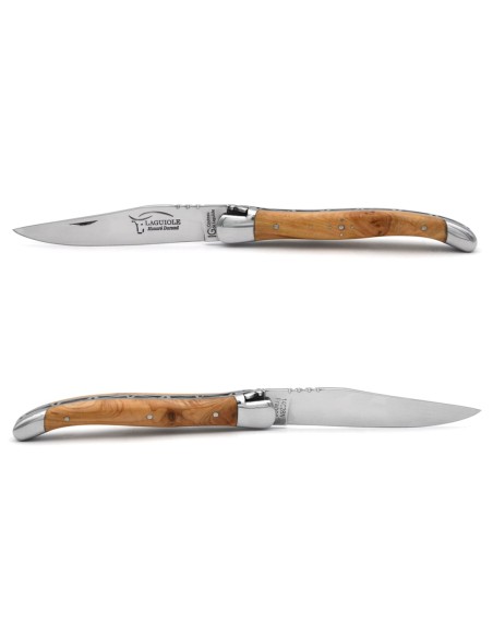 Couteau de Laguiole labellisé IG en genévrier, manche de 11 cm avec finition inox brillant
