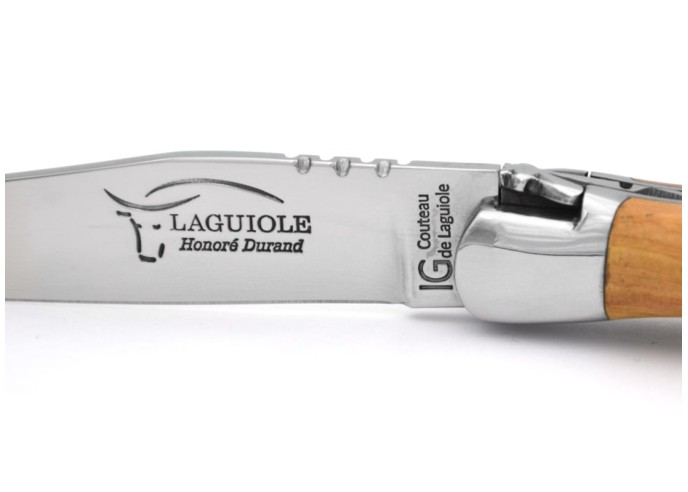 IG-zertifiziertes Laguiole-Messer aus Wacholderholz, 11 cm Griff mit polierter Edelstahloberfläche