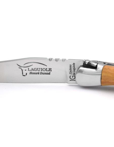 Couteau de Laguiole labellisé IG en genévrier, manche de 11 cm avec finition inox brillant