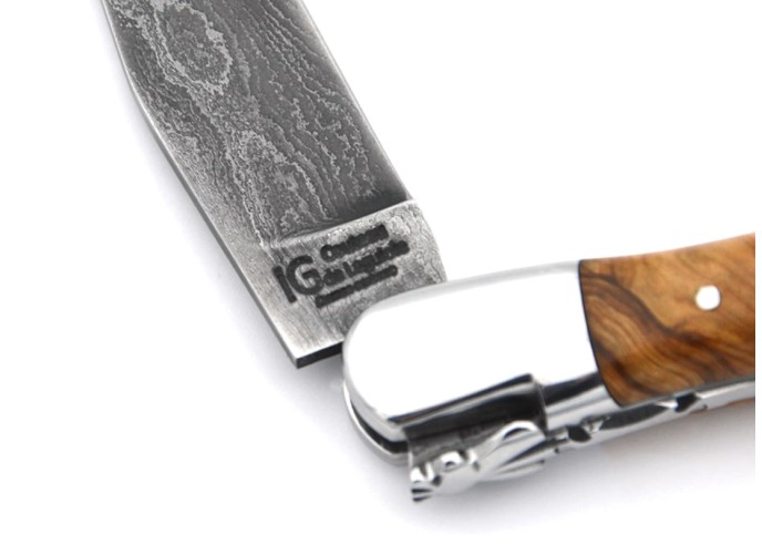 Laguiole Olive Wood Knife and wild Damascus Steel -  Honoré Durand