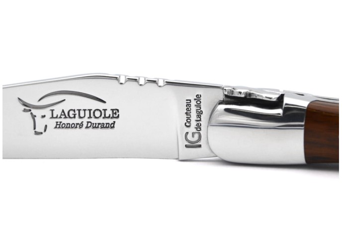 Laguiole pocket knife, 12 cm, forged bee, bulnesia handle with shiny bolsters
