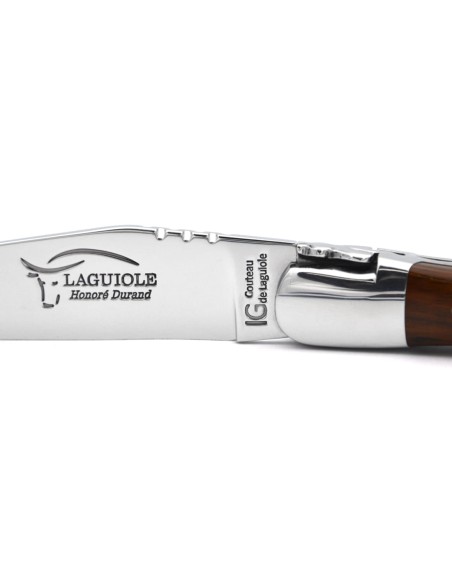 Laguiole pocket knife, 12 cm, forged bee, bulnesia handle with shiny bolsters