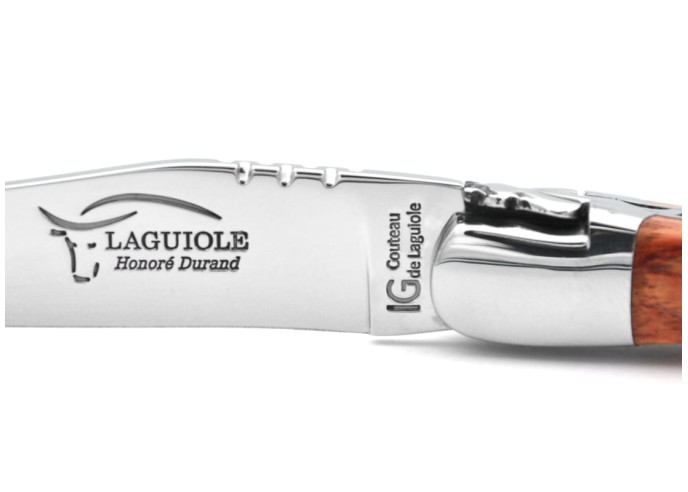 Couteau de Laguiole labellisé IG en bois de rose, lame seule, finition inox brillant