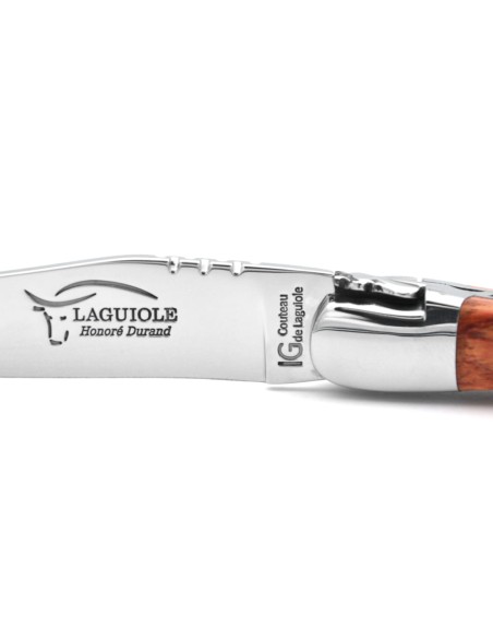 Couteau de Laguiole labellisé IG en bois de rose, lame seule, finition inox brillant
