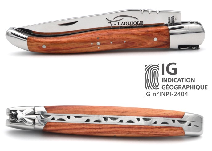 Laguiole with Geographical Indication label, rosewood handle with shiny bolsters