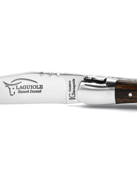 Laguiole-Messer mit geschützter geografischer Angabe, Griff aus Palmenholz, 12 cm Griff, glänzende Edelstahl-Ausführung