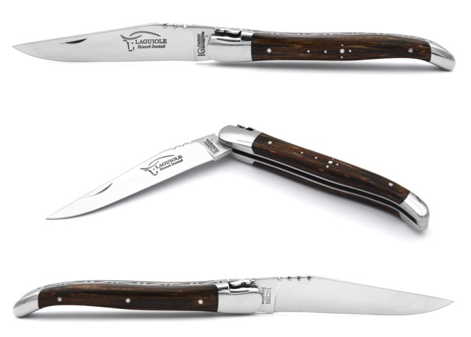 Laguiole-Messer mit geschützter geografischer Angabe, Griff aus Palmenholz, 12 cm Griff, glänzende Edelstahl-Ausführung