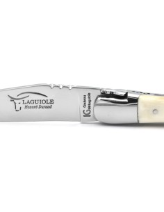 Laguiole Knife with Geographical Indication Label, Bovine Bone Handle, 12 cm Handle, Polished Stainless Steel Finish 2