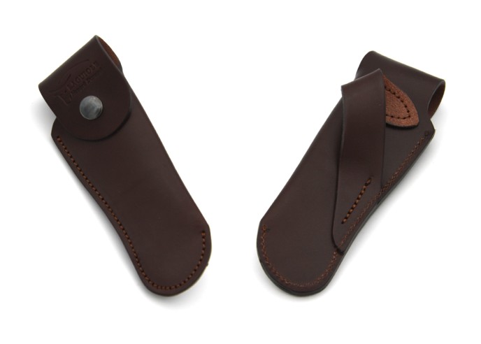 Étui cuir ceinture avec passant oblique marron foncé