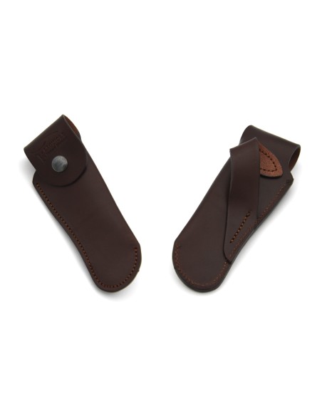Étui cuir ceinture avec passant oblique marron foncé