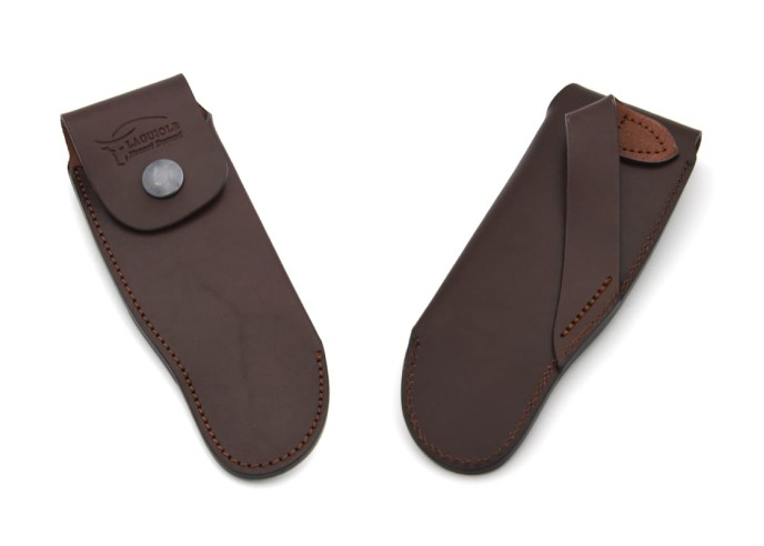 Étui cuir ceinture avec passant oblique pour couteaux de chasse 13 cm, marron
