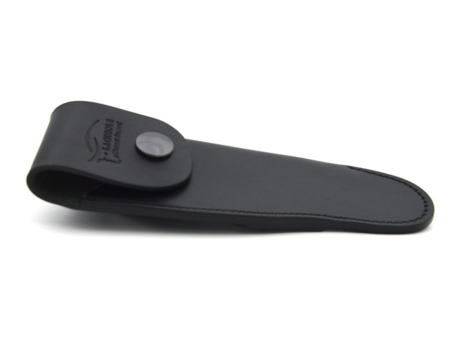 Étui ceinture en cuir noir avec passant oblique pour couteaux de chasse 13,5 cm